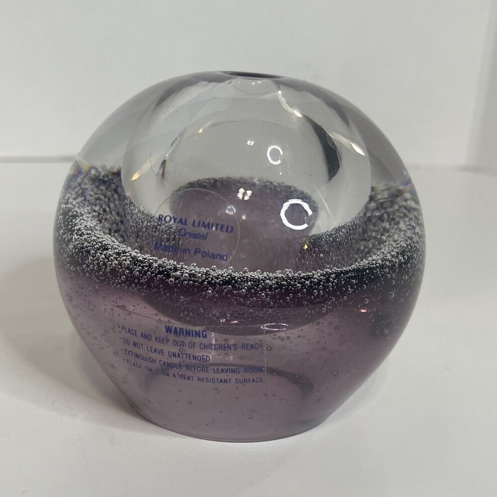 Royal Limited Crystal Oil Lamp Paper Weight In Purple Made In Poland